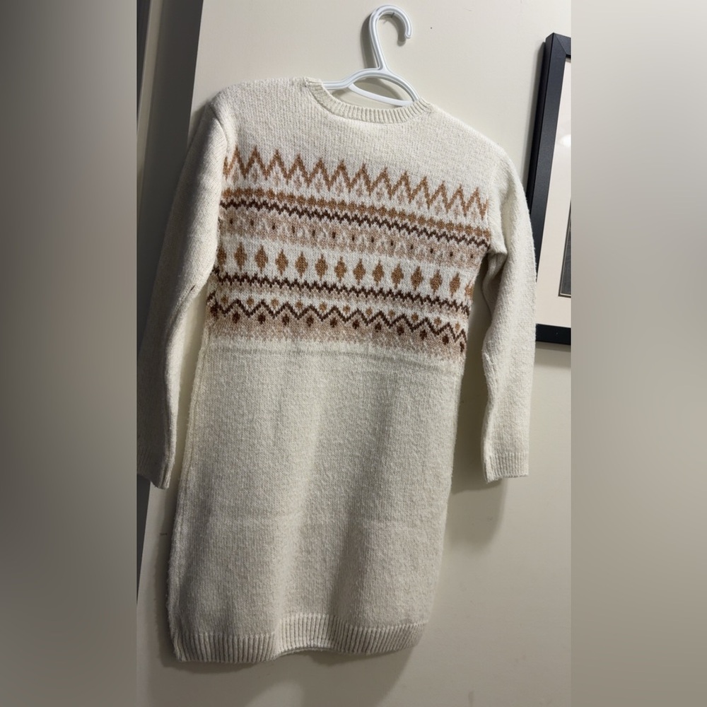 The Children's Place Cream and Brown Patterned Dress